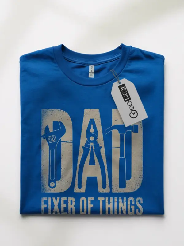 Royal Blue “Dad Fixer of Things” Funny Dad Fixer T-Shirt Front View