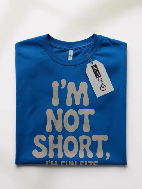 Royal Blue Shirt styled for short adult, fun size t-shirt for short women, lifestyle view