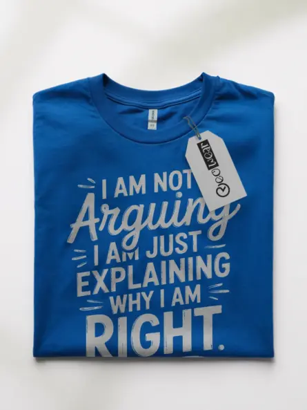 Royal Blue i am not arguing shirt office sarcasm