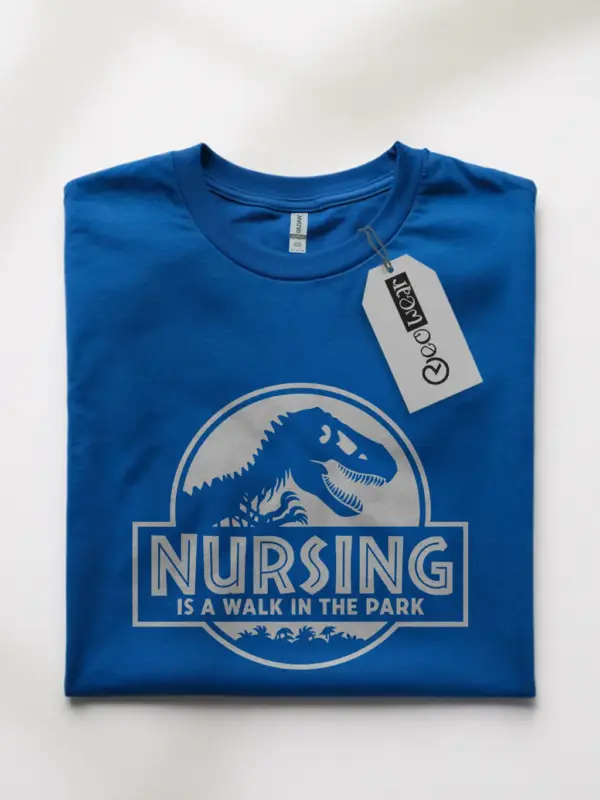 Royal Blue Front Jurassic Park Nurse Shirt Parody Gift