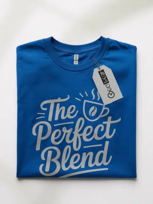 royal blue front view psd The Perfect Blend Coffee Shirt for Baristas the perfect blend coffee shirt