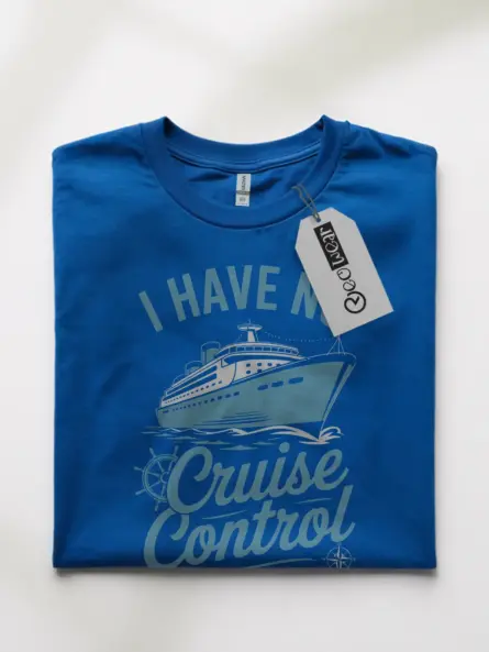 Royal Blue Shirt ship illustration, cruise couple t-shirt, front view