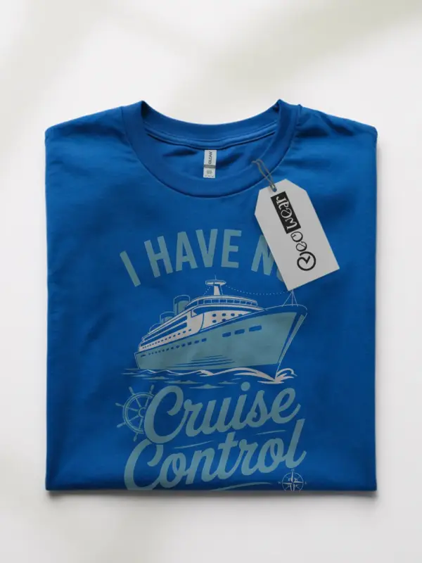 Royal Blue Shirt ship illustration, cruise couple t-shirt, front view