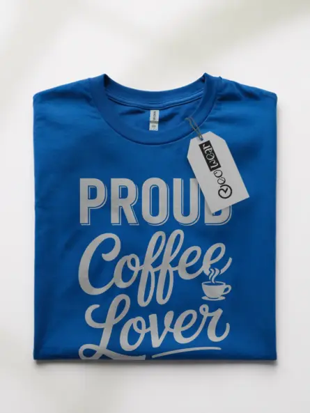 Royal Blue proud coffee lover shirt bold font