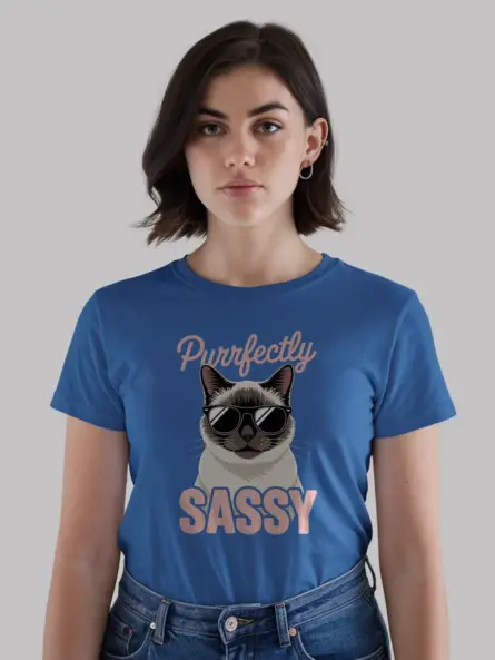 Purrfectly Sassy Cat T-Shirt for Pet Moms – Cool Siamese Tee - Image 12