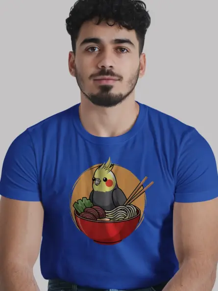 Whimsical Cute Cockatiel T Shirt – Ramen Bowl Kawaii Bird Tee - Image 12