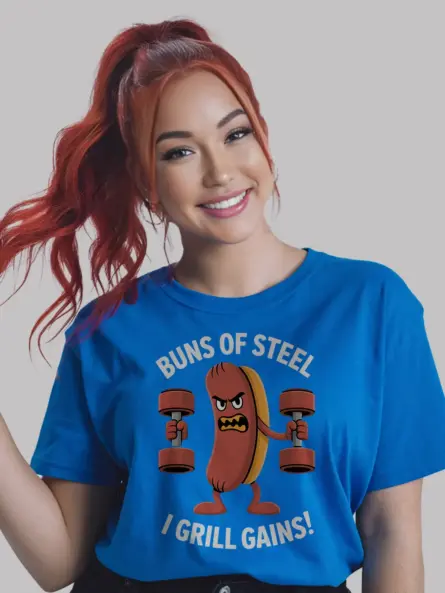 Funny Hot Dog Gym Shirt – Hilarious Buns of Steel BBQ Workout Tee - Image 12