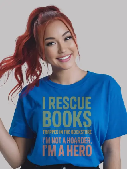 Rescue Books Shirt – Funny Vintage Tee for Book Hoarders & Heroes - Image 12