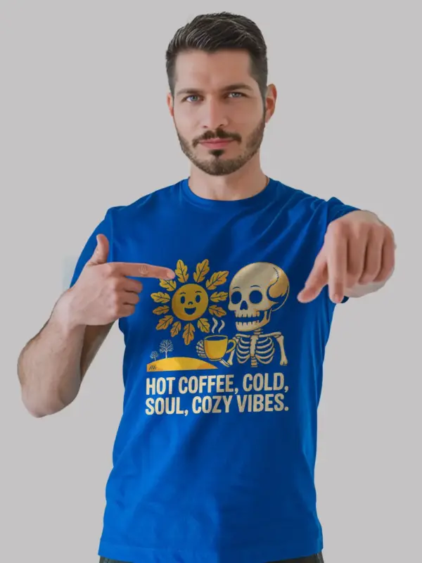 royal blue – chalkboard sun and coffee design – baking mom t-shirt