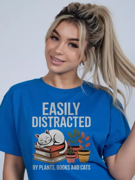 Cat Plant Book Shirt – Cozy Graphic Tee for Homebody Readers - Image 12