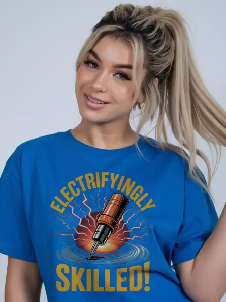 Electrifyingly Skilled Electrician Skills T-Shirt - Image 10