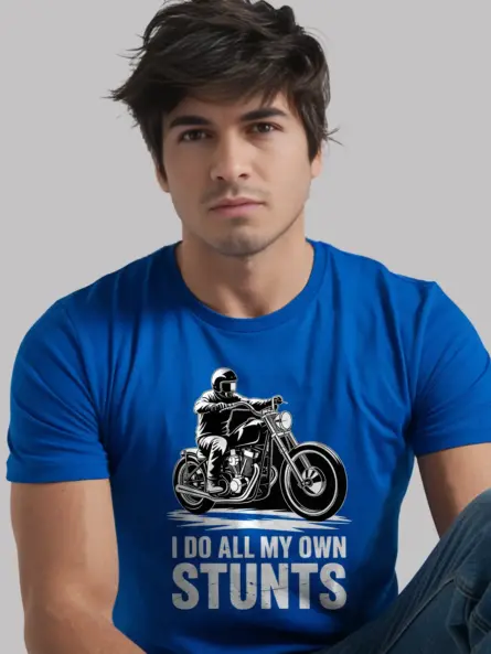 Epic I Do All My Own Stunts Shirt – Funny Motorcycle Wheelie Tee - Image 12