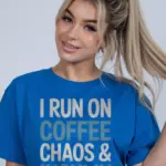 royal blue i run on coffee and insulin shirt front coffee chaos insulin