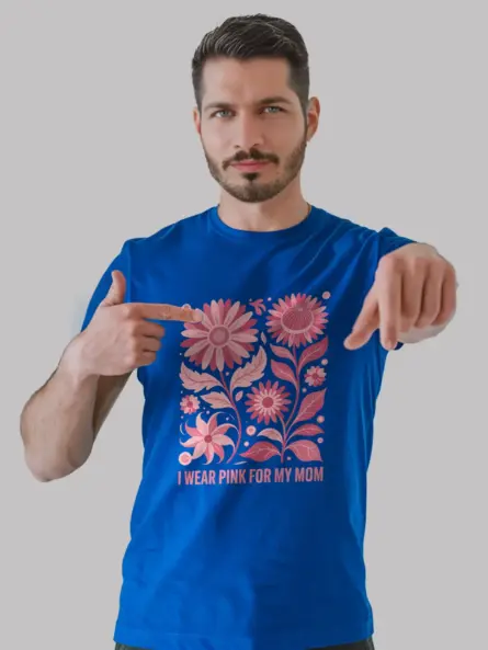 Heartfelt “I Wear Pink for My Mom” T-Shirt – Retro Floral Support Tee - Image 11