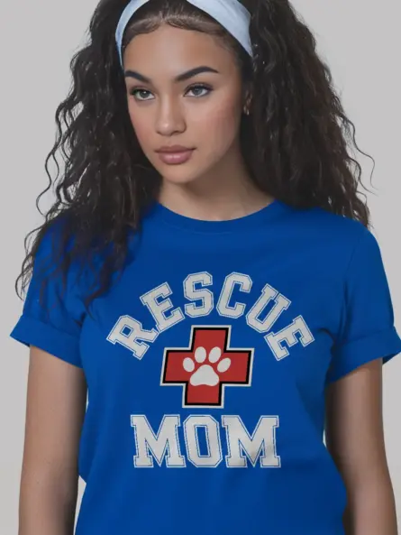 Bold Rescue Mom T-Shirt – Varsity Style Dog Lover Apparel - Image 12