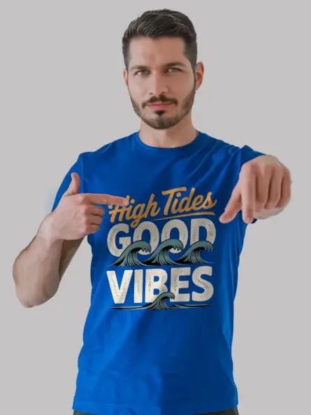 Retro Surf Beach T-Shirt High Tides Good Vibes - Image 12