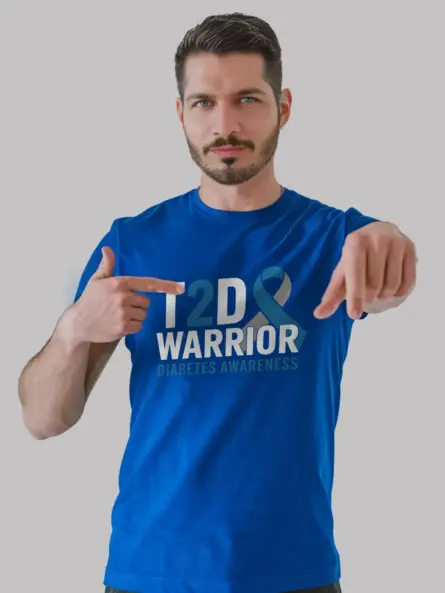 Bold T2D Warrior Diabetes Shirt – Blue Gray Awareness Ribbon Tee - Image 12