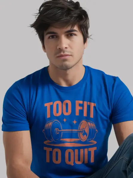Too Fit To Quit T-Shirt | Retro Barbell Gym Motivation Tee - Image 11