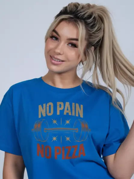 Vintage Motivational Gym T-Shirt – No Pain No Pizza Barbell Design - Image 12