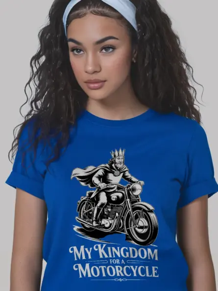 Epic Vintage Motorcycle T-Shirt – Bold “My Kingdom for a Motorcycle” Design - Image 12