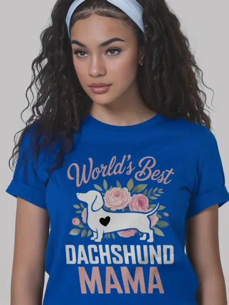 Dachshund Mama Shirt – World’s Best Floral Dog Mom Tee - Image 12
