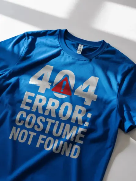 royal blue Lifestyle – Royal Blue 404 Error Costume Not Found T-Shirt on Gamer at Halloween
