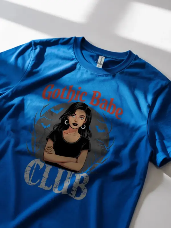 Lifestyle Royal Blue Gothic Babe Club T-Shirt in streetwear style