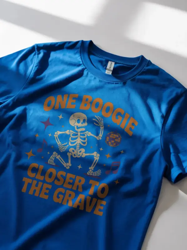 royal blue lifestyle image – retro Halloween humor shirt – stay spooky t-shirt