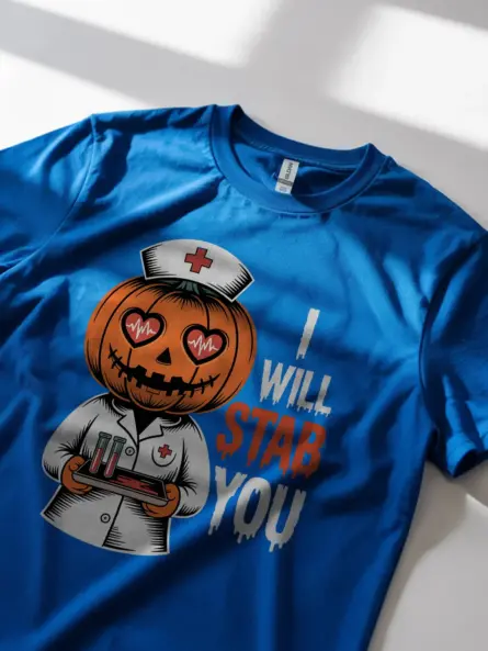 I Will Stab You Nurse Shirt – Funny Halloween Tee for Phlebotomists & Medical Staff - Image 11