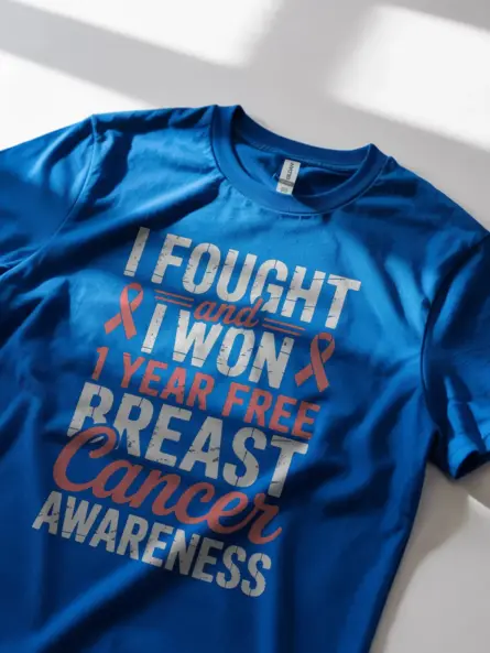 I Fought and I Won – Breast Cancer Survivor Shirt | Celebrate 1 Year Free - Image 12