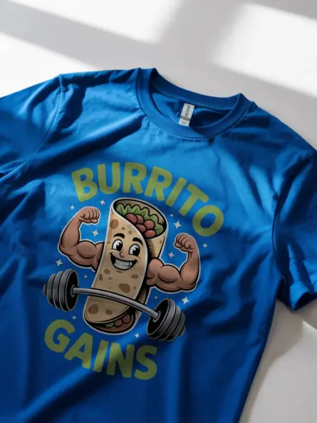 Funny Burrito Gym Shirt for Gains Lovers – Foodie Fitness Tee - Image 11