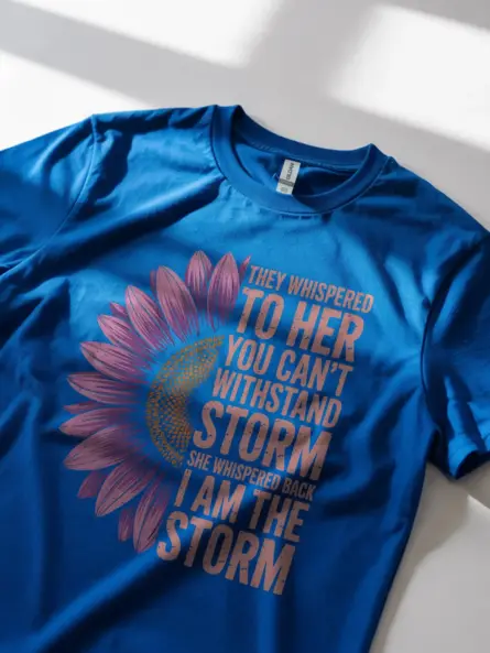Empowerment "I Am the Storm Shirt" with Purple Sunflower Design - Image 12