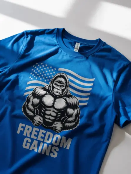 Freedom Gains Patriotic Gym Shirt – Bold USA Flag Workout Tee - Image 11