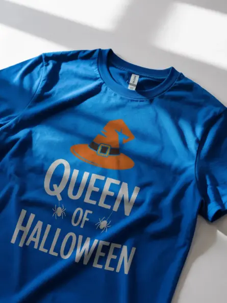 Queen of Halloween Shirt for Women – Witch Hat Graphic Tee - Image 8