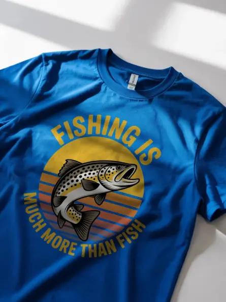 Retro Fishing Shirt – Bold Sunset Trout Tee for Outdoor Nostalgia - Image 11