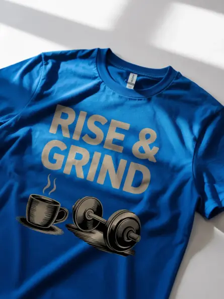 Bold Rise and Grind T Shirt – Motivational Coffee & Gym Tee - Image 11