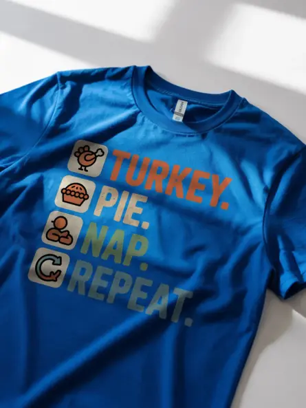 Turkey Pie Nap Repeat Shirt – Funny Minimalist Thanksgiving Tee - Image 11