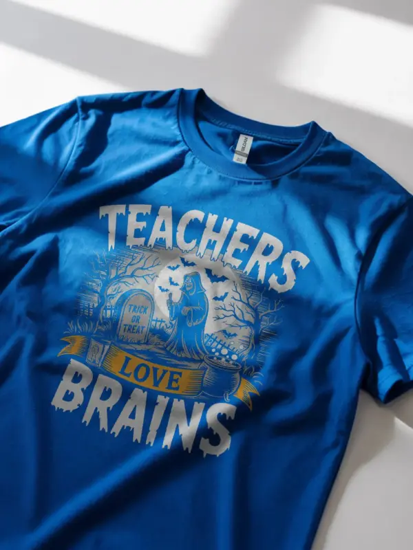 Royal Blue lifestyle teachers love brains Halloween shirt school events