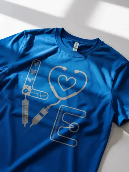 royal blue medical love shirt front view