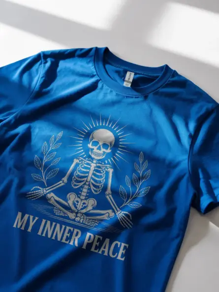 Ultimate Skeleton Inner Peace T-Shirt – Funny Dark Meditation Tee - Image 2
