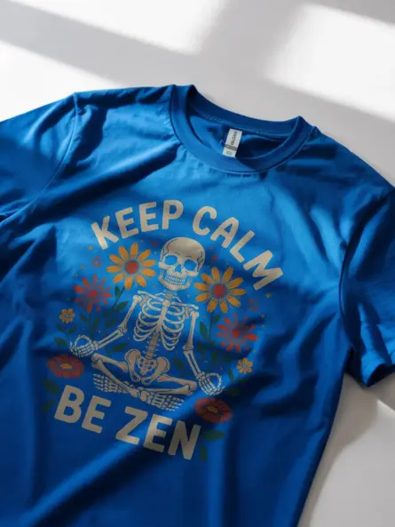 Royal Blue Lifestyle Scene Zen Skeleton Tee – zen skeleton t-shirt