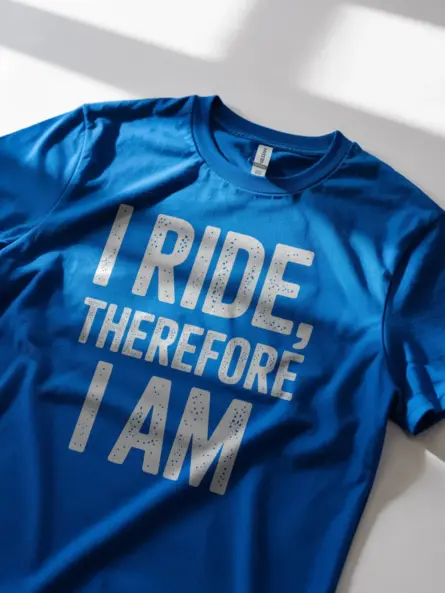 Bold Biker Quote T-Shirt – “I Ride Therefore I Am” Minimal Design - Image 11