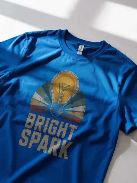 Royal Blue Bright Spark Shirt Lifestyle – retro science shirt, bright spark slogan