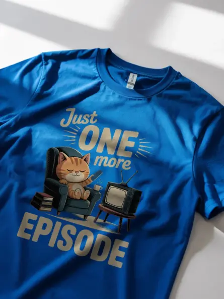 Cozy Cartoon Cat Shirt for Binge Watchers – Just One More Episode Tee3 - Image 11