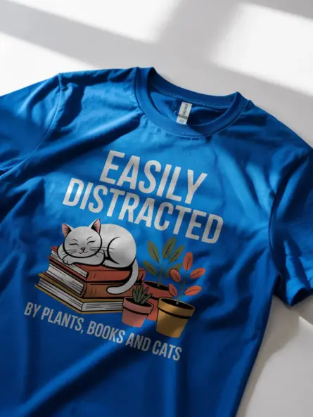 Cat Plant Book Shirt – Cozy Graphic Tee for Homebody Readers - Image 11
