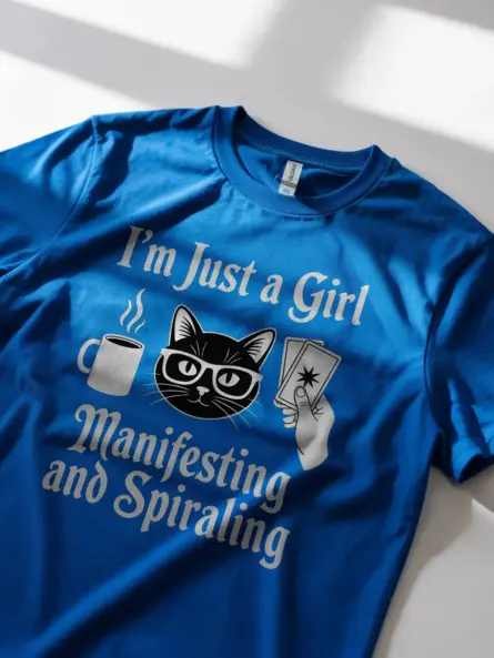 Cat Tarot Shirt for Witchy Girls – Manifesting Gothic Vibes Tee - Image 11