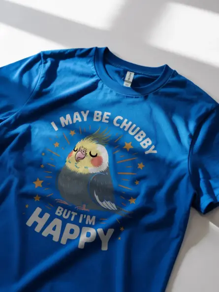 Chubby Cockatiel T-Shirt with Cute Motivational Bird Quote - Image 11