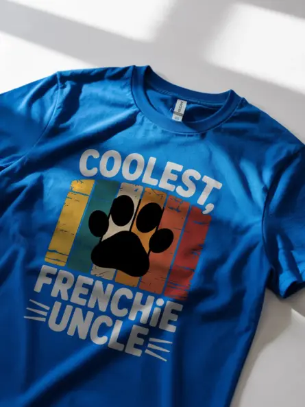 Coolest Frenchie Uncle T-Shirt – Retro Dog Gift for Him - Image 8