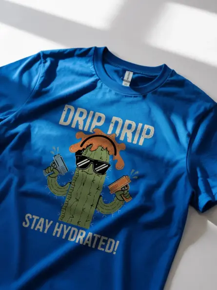 Drip Drip Cactus T-Shirt Stay Hydrated Meme Tee - Image 11