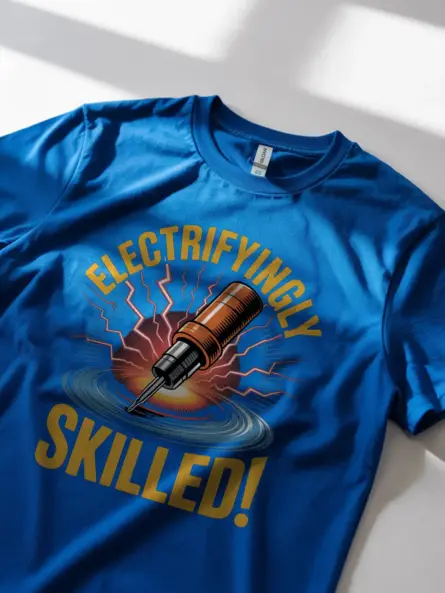 Electrifyingly Skilled Electrician Skills T-Shirt - Image 11